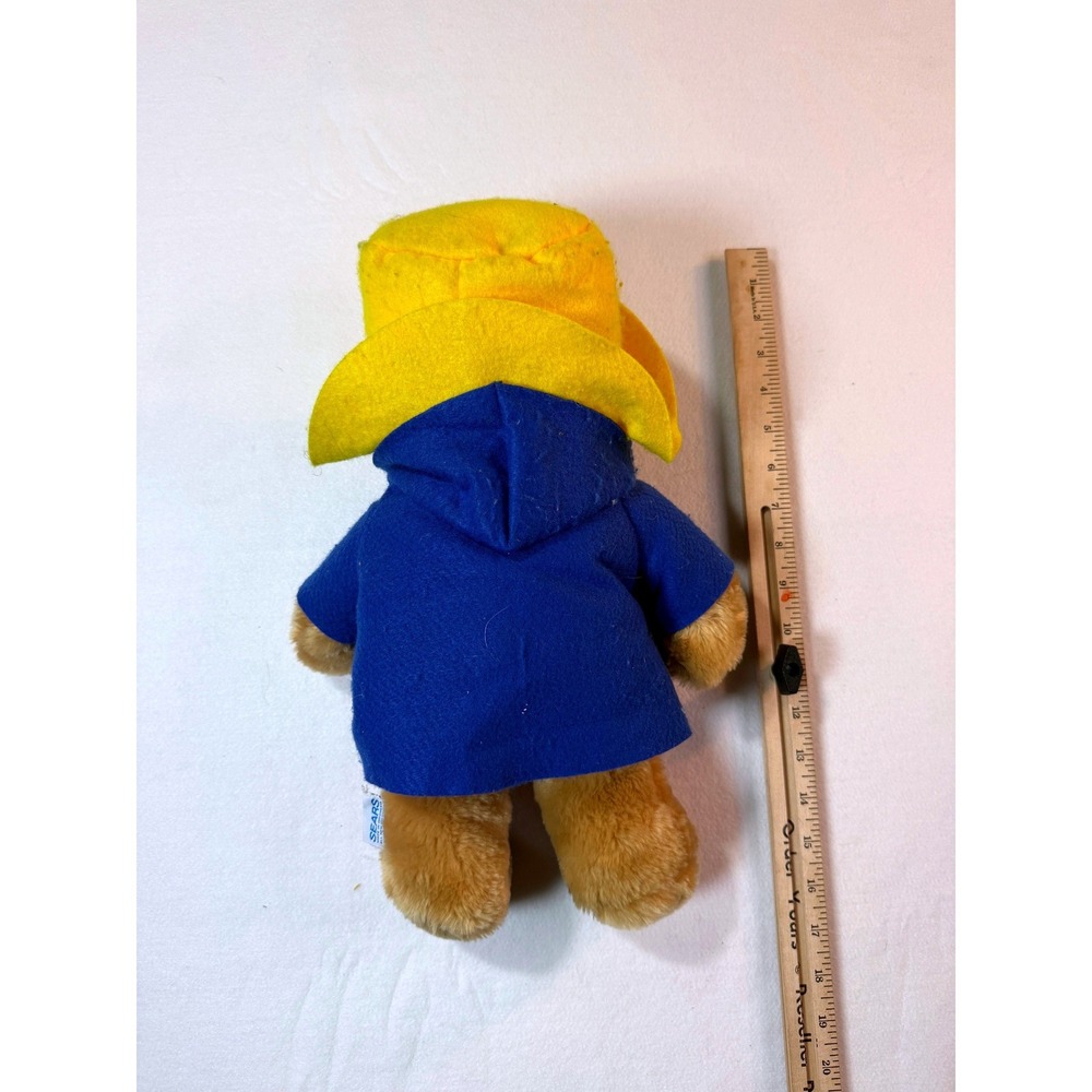 Vintage 80s Paddington Bear Plush Eden Toys Sears Kids Blue Coat Yellow Hat 10" - Picture 5 of 8